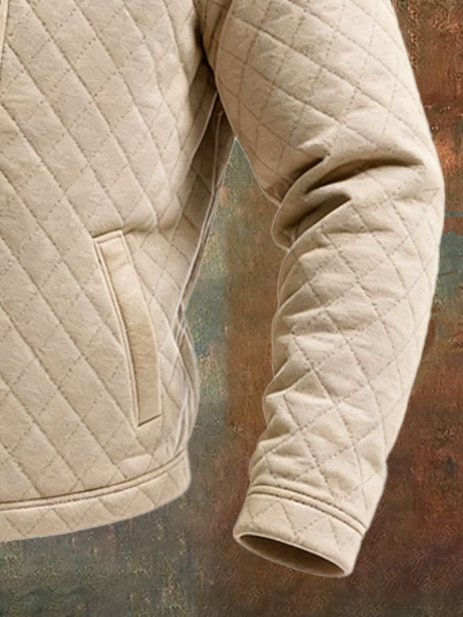 Riccardo | Giacca quilté beige con inserti in pelle