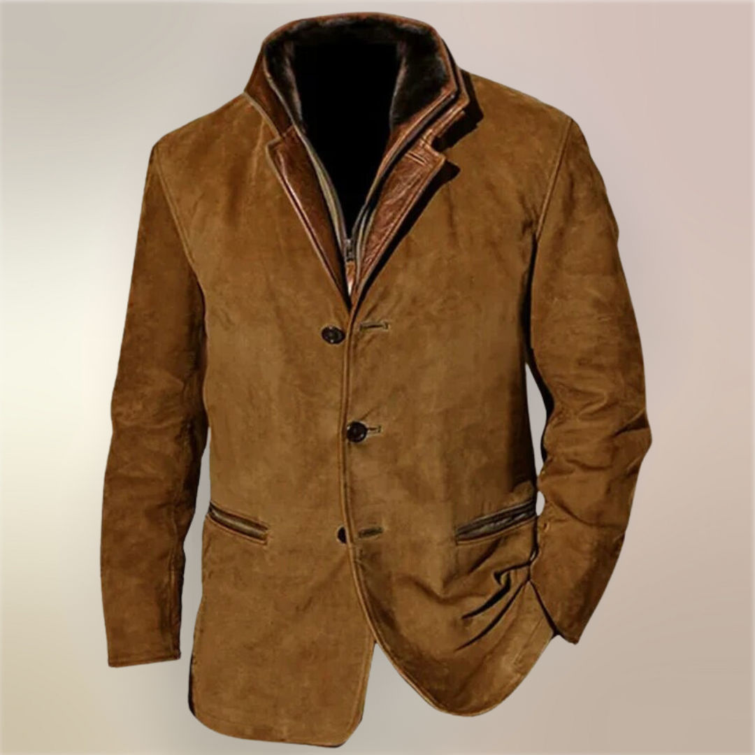 Victor | Giacca vintage in suede con dettagli in pelle