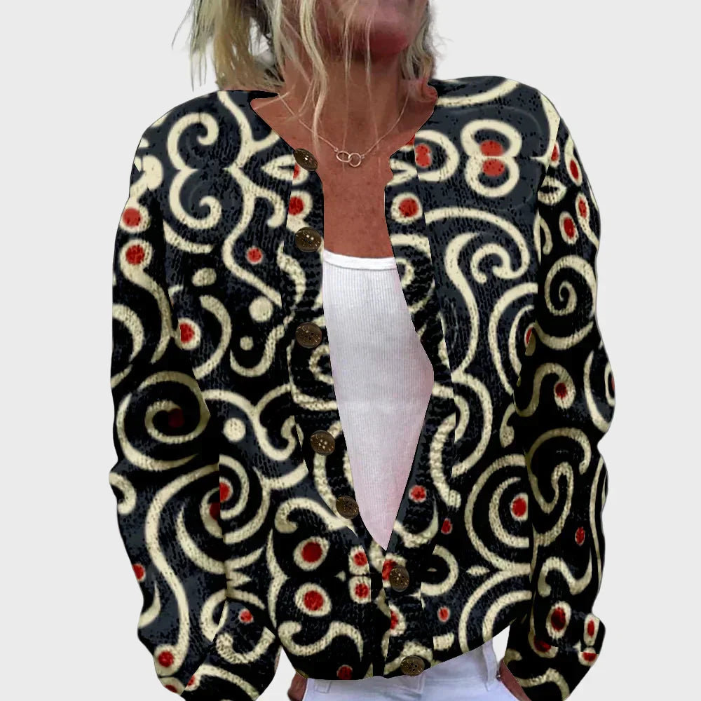 Cieco Maglione a Maniche Lunghe con Fantasia