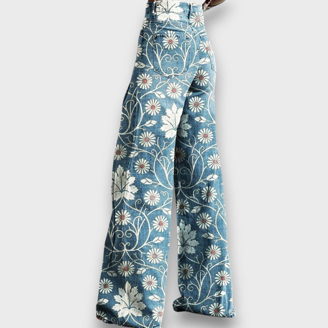 Elaya – Jeans Boho con motivo floreale