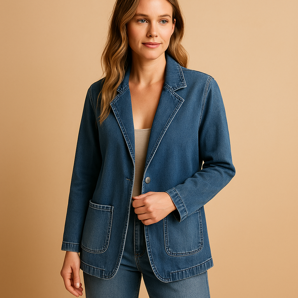 Blazer in denim con vestibilità sagomata per donne | Yvette