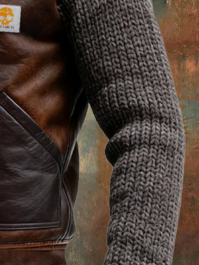 Matteo | Giacca in pelle e maglia con fodera in sherpa calda