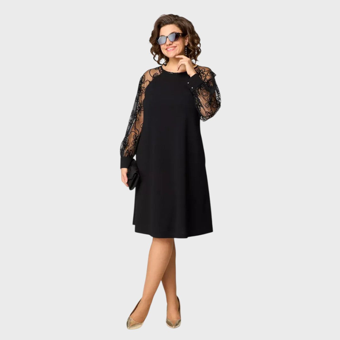 Giada - Elegante Abito Nero Sexy in Pizzo