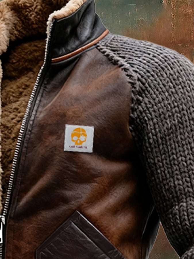 Matteo | Giacca in pelle e maglia con fodera in sherpa calda