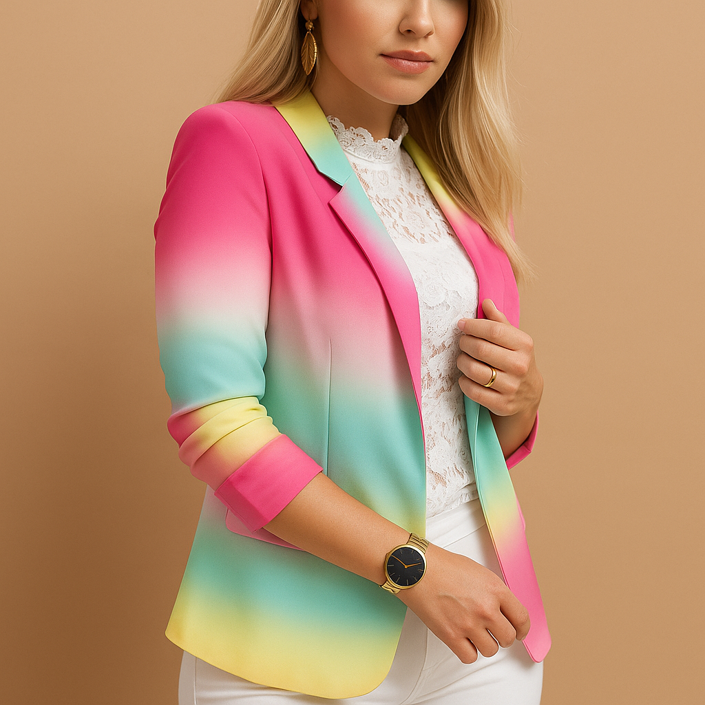 Blazer elegante da donna con stampa vivace e colletto a scialle | Nienke