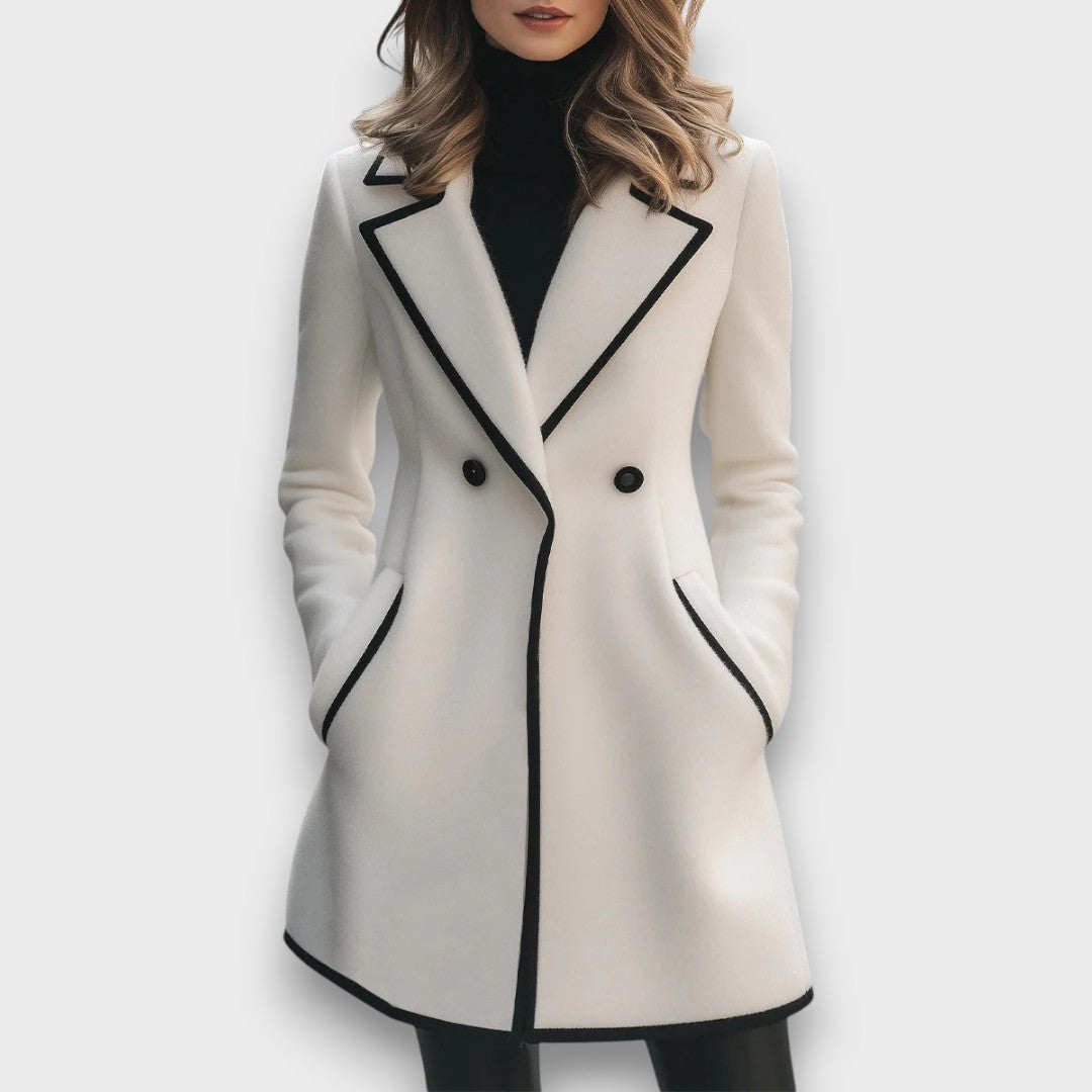 Morenza – Cappotto bianco con bordi neri